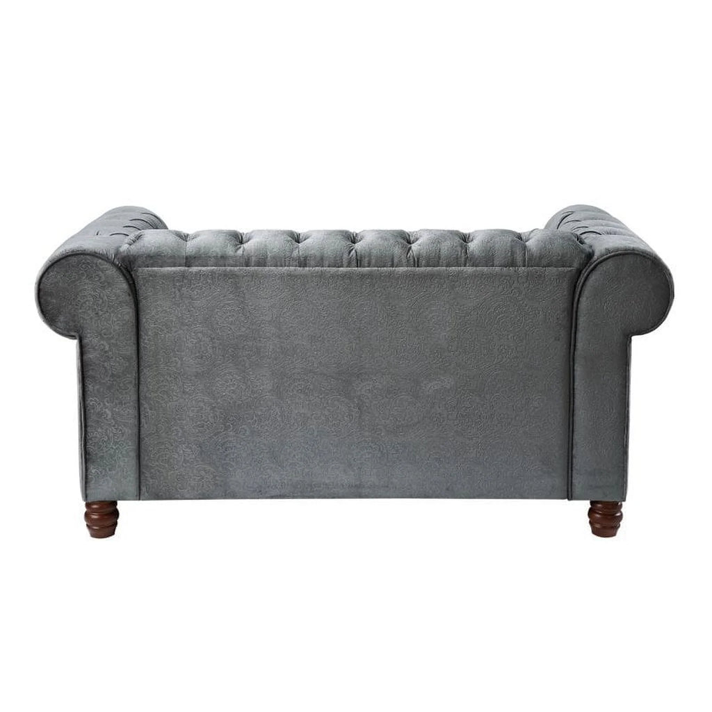 Dark Gray Velvet Chesterfield Loveseat O19606