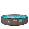 18 ft Crystal Vue Oasis Designer Pool, Round Above Ground Frame Swimming Pool N8933