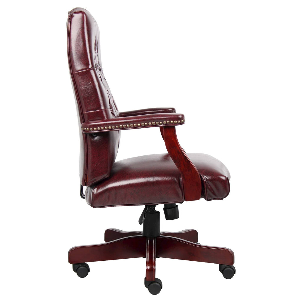 Mahogany Tufted Vinyl Executive Chair F95872