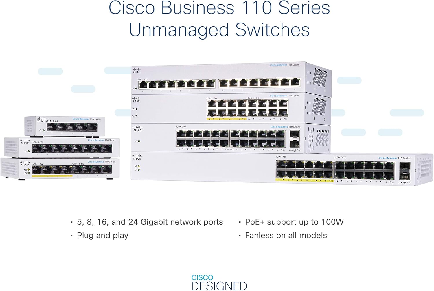 8 Port GE Unmanaged Switch, Pack of 2 M344491