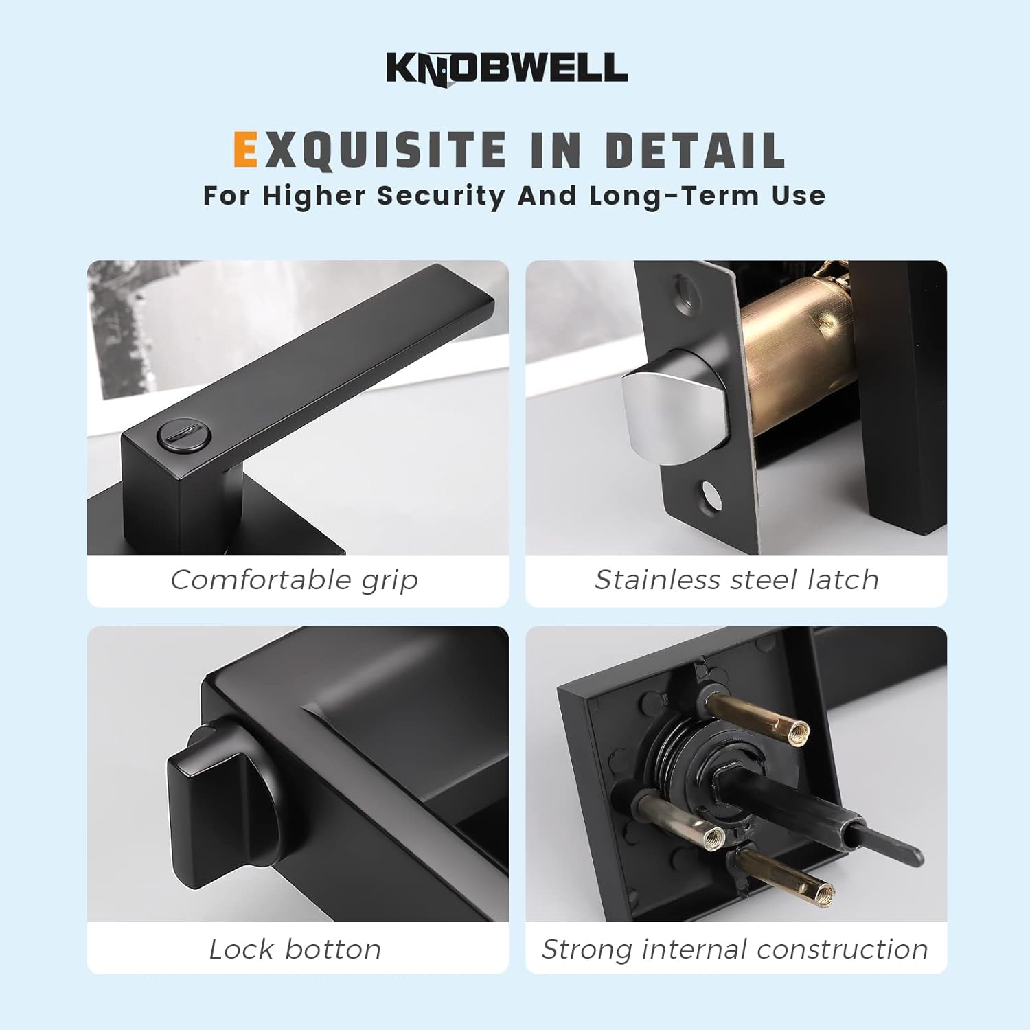 6 Pack Matte Black Door Lever Lockset V493
