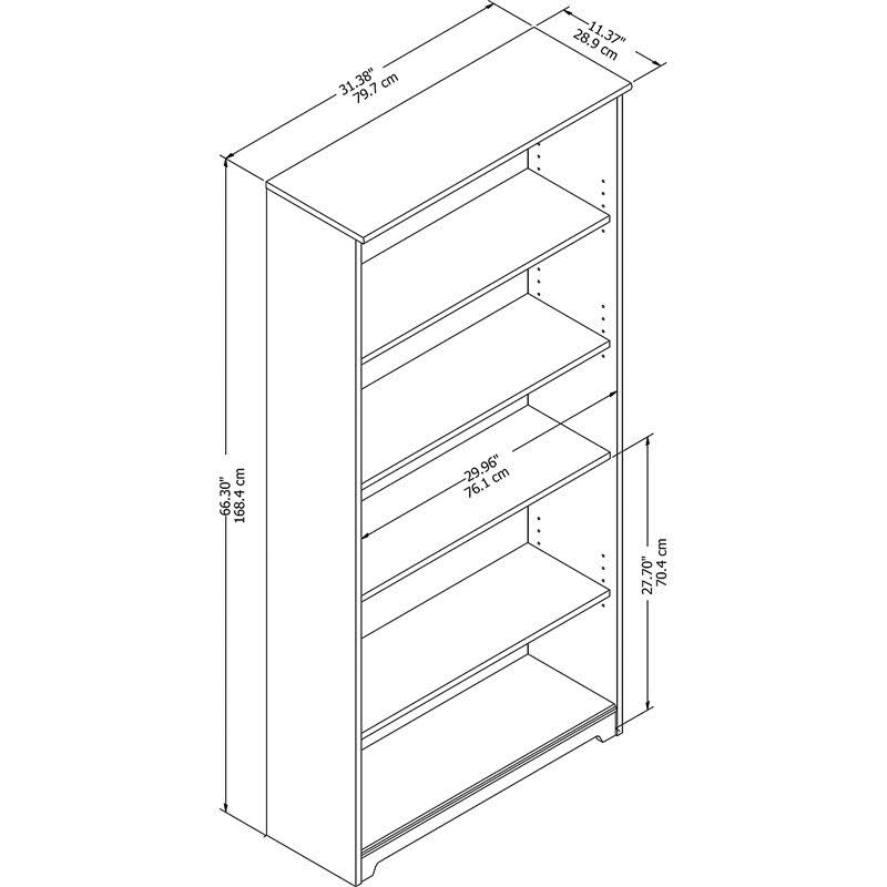 5 Shelf White Bookcase O294