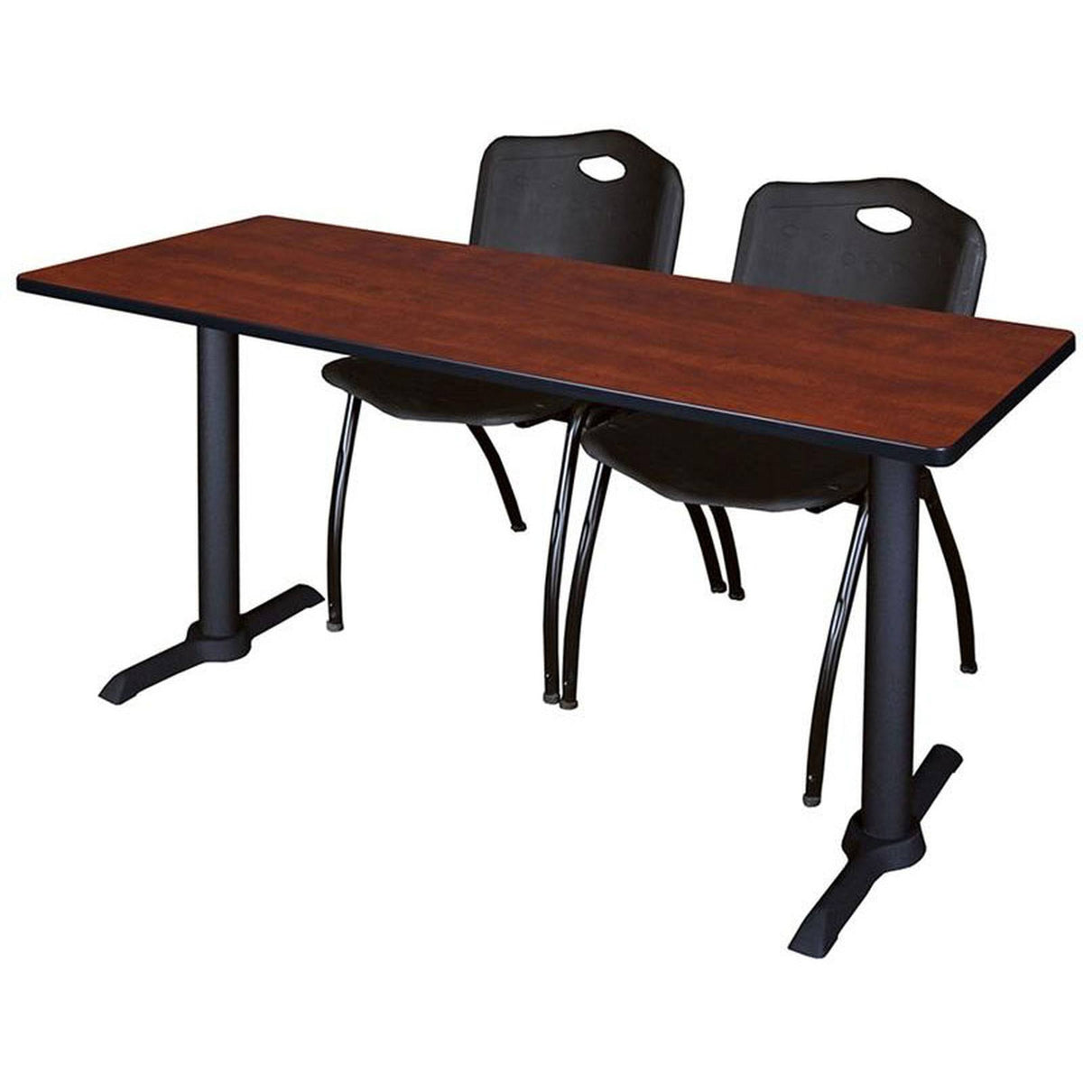 Cherry Training Table & 2 Black Stack Chairs J16208